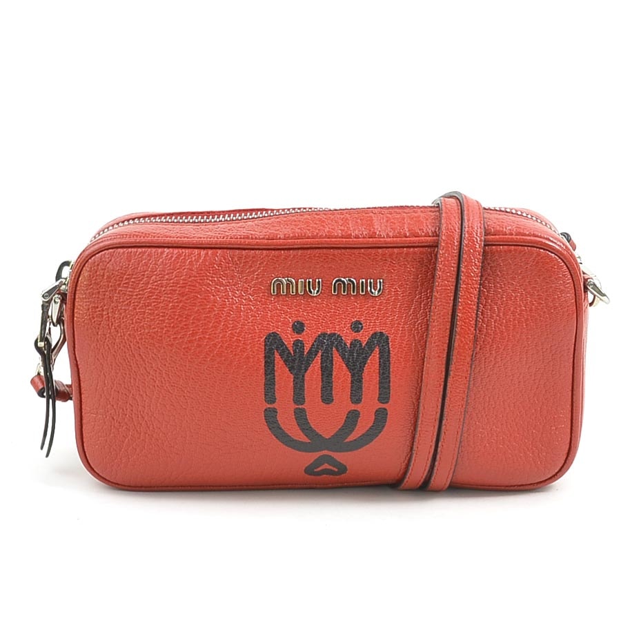 ミュウミュウ MIUMIU ショルダーバッグ レザー レッド レディース【中古】 h31188g