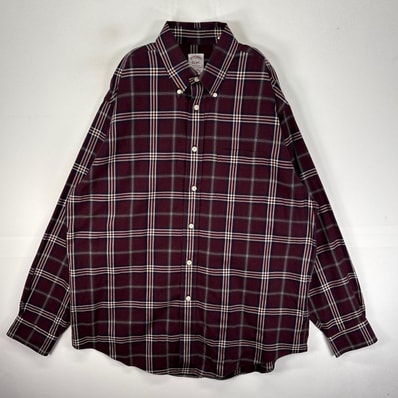 古着 ブルックスブラザーズ Brooks Brothers ボタンダウン 胸ポケット L レッド系 チェック メンズ
