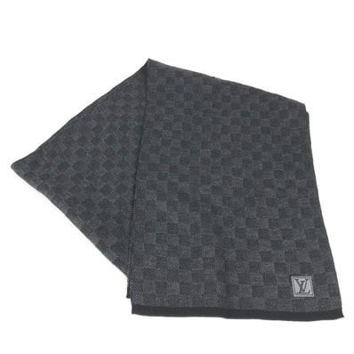ルイヴィトン LOUIS VUITTON エシャルプ プティ ダミエ M70028 ダミエグラフィット マフラー ウール ブラック 美品