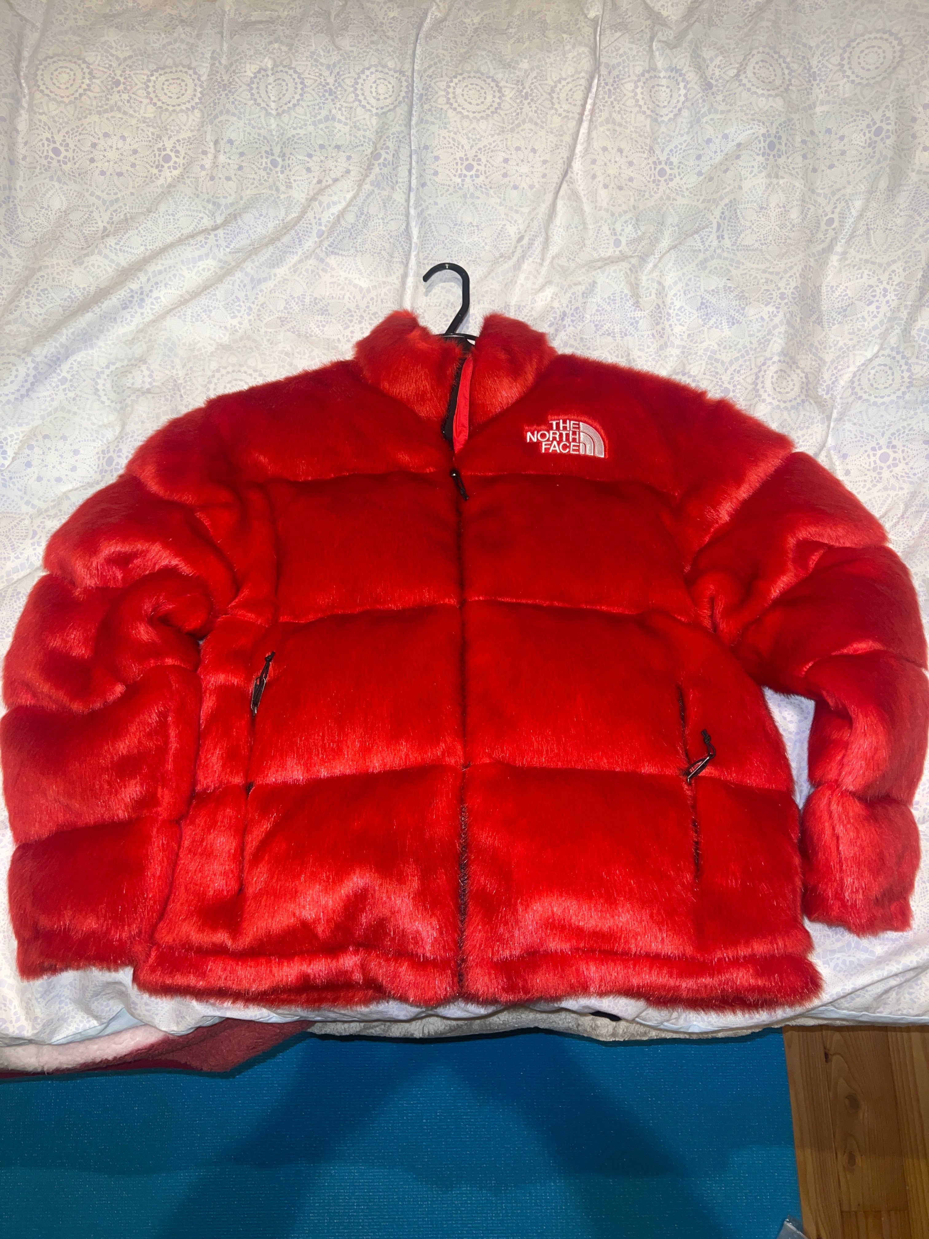 Supreme x The North Face Faux Fur Nuptse Jacket "Red"