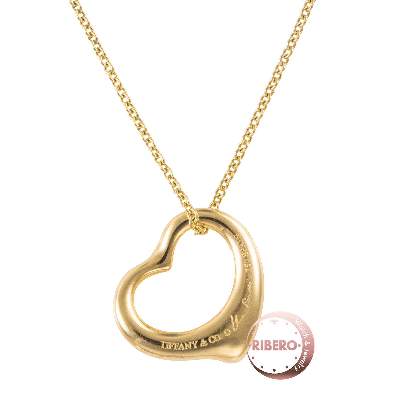 TIFFANY&Co. ティファニー オープンハート ペンダント ネックレス エルサ・ペレッティ K18YG ゴールド【中古】