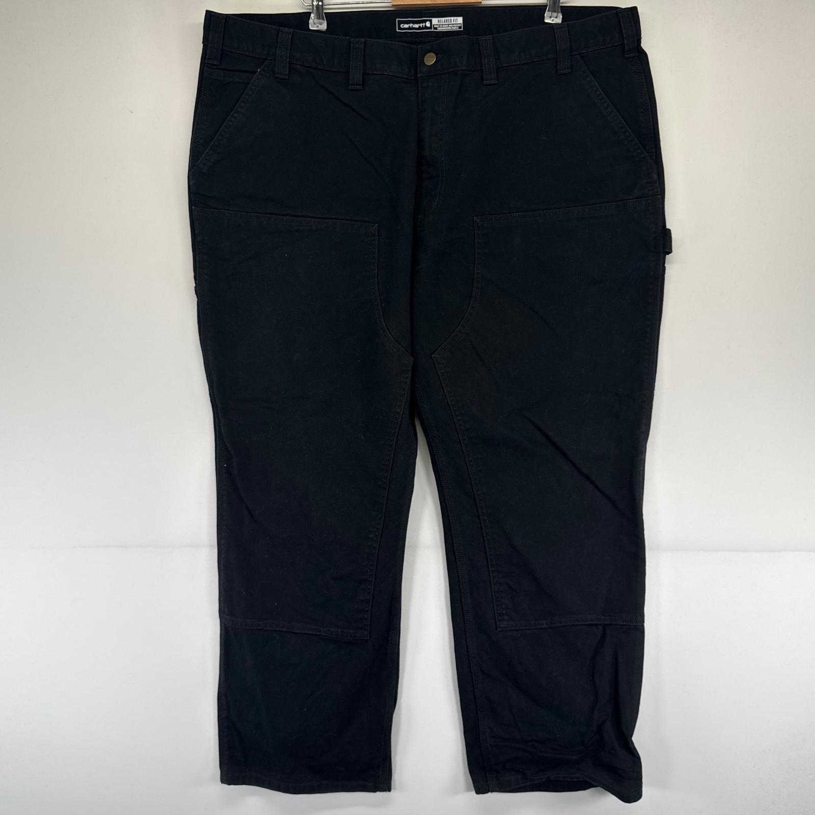 古着 カーハート Carhartt ダック パンツ ペインター ダブルニー ワーク ワンポイントロゴ 大きいサイズ w46×L30  ブラック系 メンズ