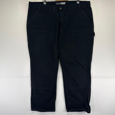 古着 カーハート Carhartt ダック パンツ ペインター ダブルニー ワーク ワンポイントロゴ 大きいサイズ w46×L30 ブラック系 メンズ