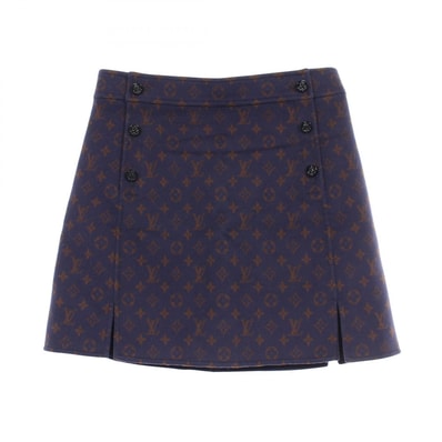 ルイ・ヴィトン LOUIS VUITTON モノグラム ミニ スカート 衣料品 ボトムス ウール シルク レディース ネイビー系 / ブラウン系 RW202W QS3 FJSK11 【中古】