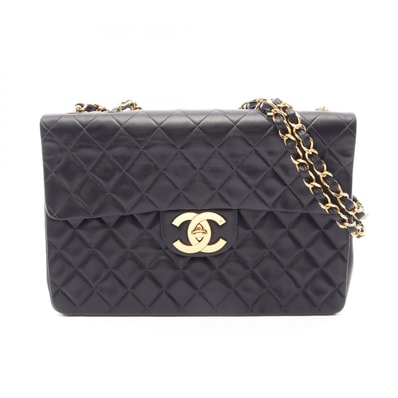 シャネル CHANEL デカマトラッセ34 シングルフラップ ショルダーバッグ バッグ ラムスキン(羊革) レディース ブラック系 【中古】