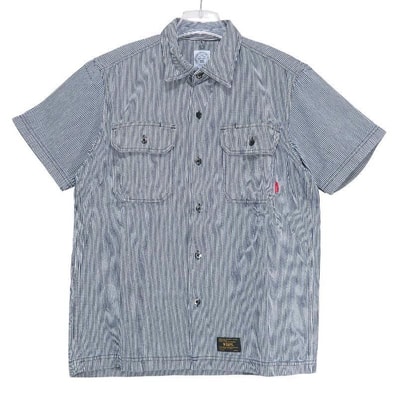 WTAPS ダブルタップス 17SS UNION SS/SHIRT.COTTON.HICKORYSTRIPE 171LTDT-SHM03 ユニオン ショートスリーブ シャツ コットン ヒッコリーストライプ インディゴ 半袖 サイズS