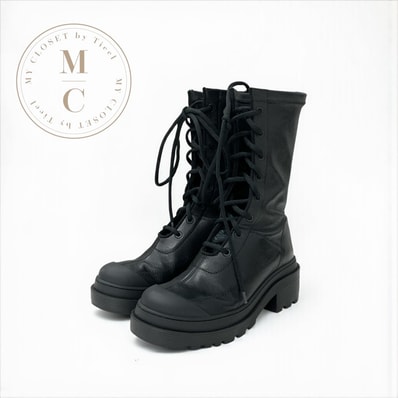 クリスチャンディオール CHRISTIAN DIOR アーケード ブーツ ショートブーツ 靴 シューズ レザー ブラック 黒 ロゴ レースアップ ジップ ミドルブーツ