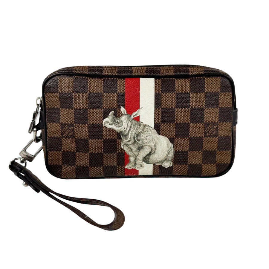 ルイ ヴィトン LOUIS VUITTON クラッチバッグ ポシェット ヴォルガ チャップマン ダミエキャンバス ブラウン シルバー メンズ N63350【中古】 z11244