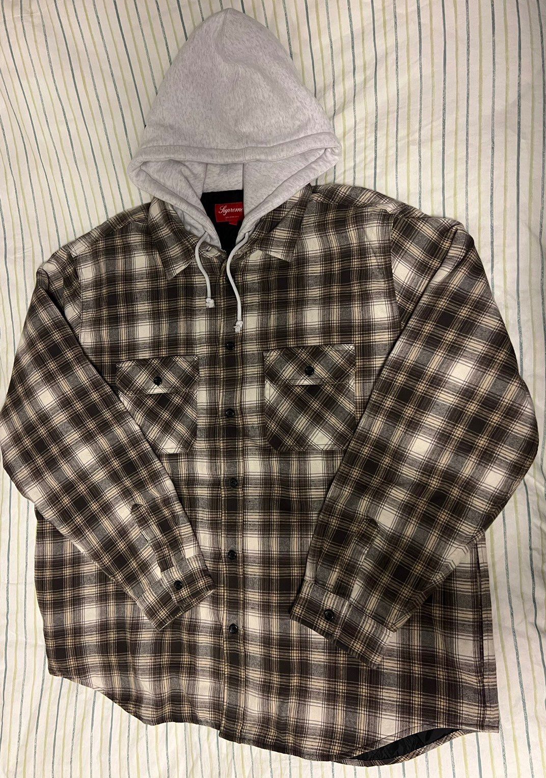 Supreme Hooded Flannel Zip Up Shirt "Brown"