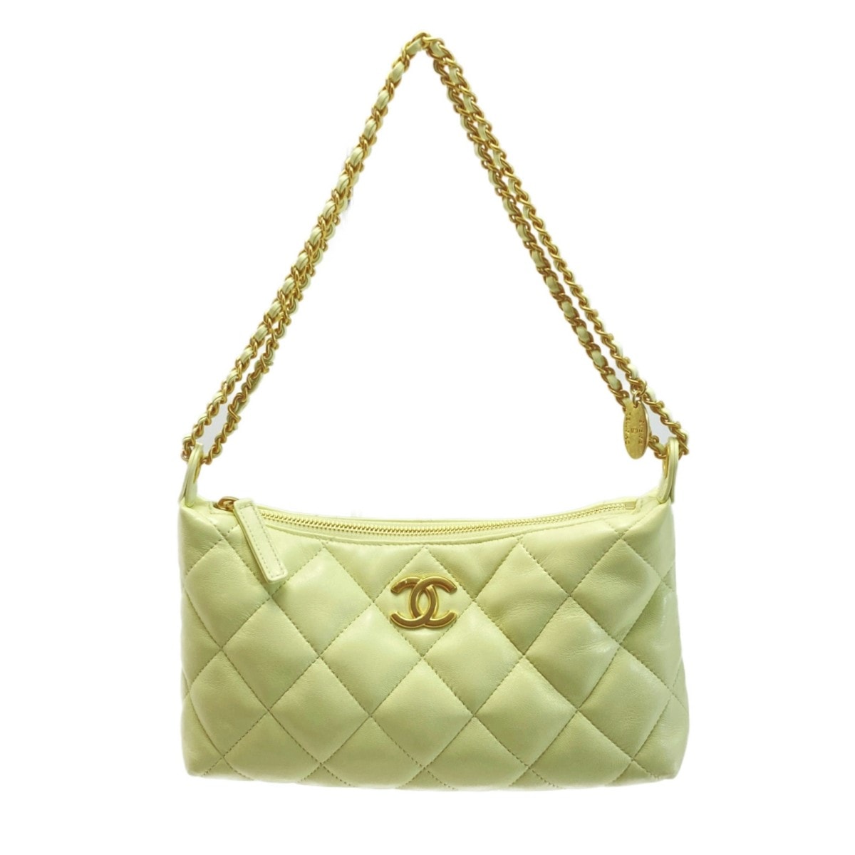 CHANEL シャネル ココマーク マトラッセ ホーボーバッグ イエロー ラムスキン チェーンショルダー