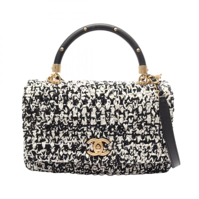 シャネル CHANEL マトラッセ トップハンドル 2WAY ハンドバッグ バッグ レザー ファブリック レディース ブラック系 / ホワイト系 【中古】