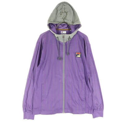 FILA フィラ ワンポイントロゴ ストライプ柄 長袖 ジップジャケット M パープル