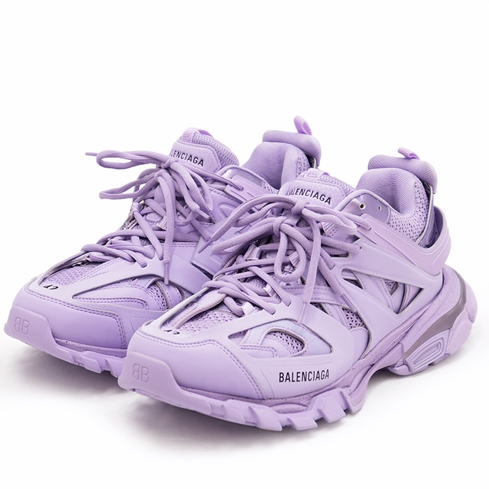 【新品同様】BALENCIAGA バレンシアガ ダッドソールスニーカー サイズ 42 メンズ Track Trainers メッシュ ラバー ライラック シューズ 靴 箱 保存袋 替え紐付属