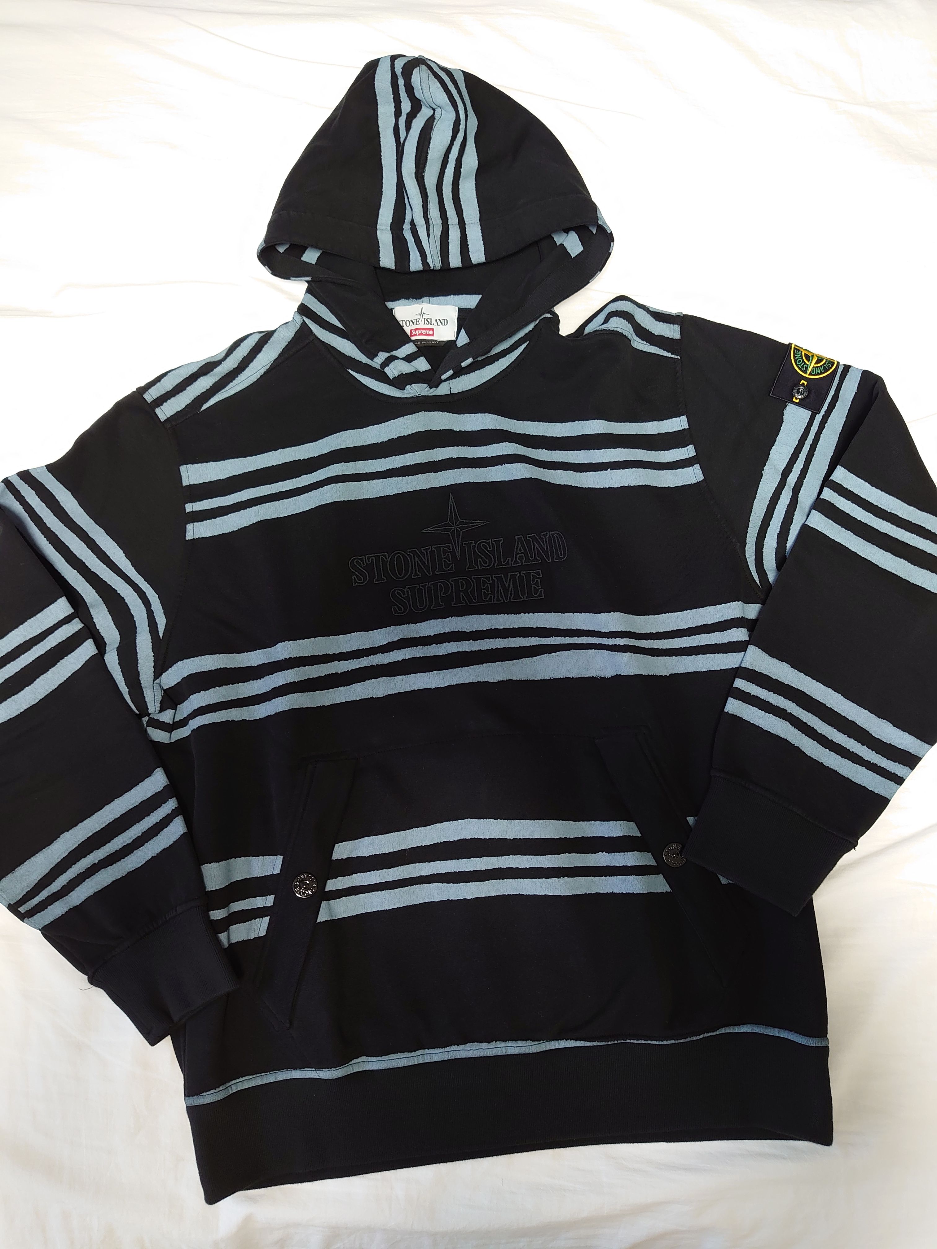 Supreme / Stone Island Warp Stripe Hooded Sweatshirt "Black"