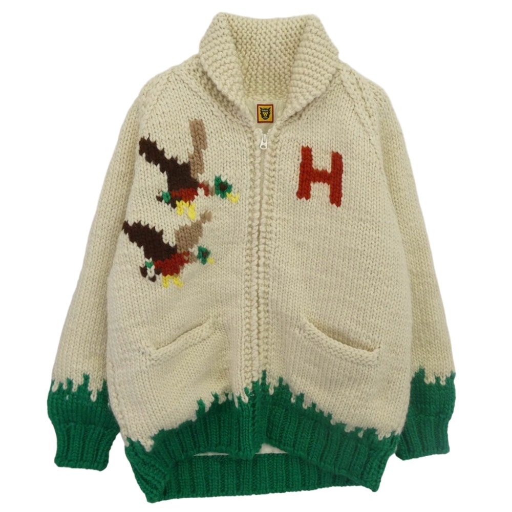 HUMAN MADE ヒューマンメイド ジャケット DUCK COWICHAN ダック カウチン ニット ジャケット オフホワイト系 L【美品】【中古】