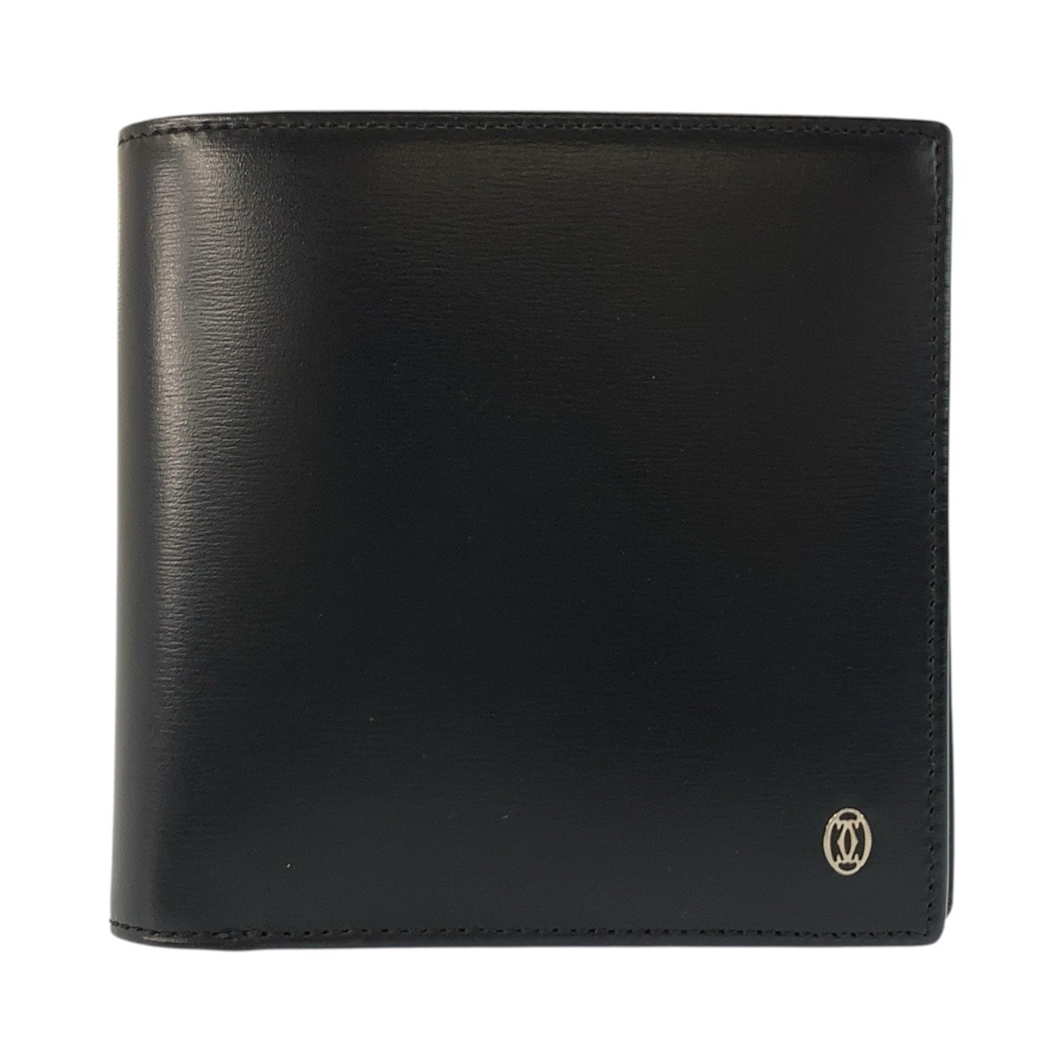 超美品 CARTIER カルティエ パシャ ブラック 黒 シルバー金具 レザー 折財布 コンパクトウォレット 602903 【中古】