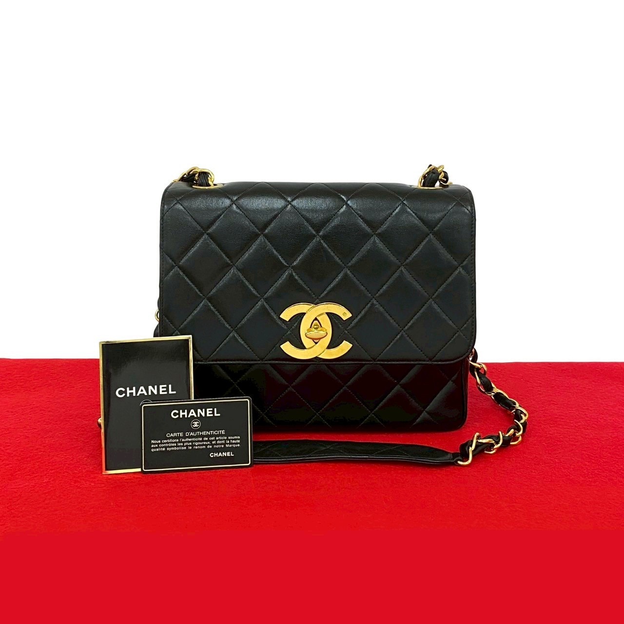 CHANEL シャネル マトラッセ デカココ ターンロック ラムスキン ショルダーバッグ ブラック
 41311