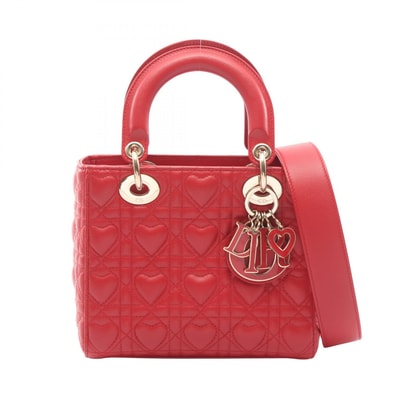 ディオール Dior LADY DIOR MY ABCDIOR レディディオール スモール ハートカナージュ 2WAY ハンドバッグ バッグ レザー レディース レッド系 M0538ONGN 【中古】