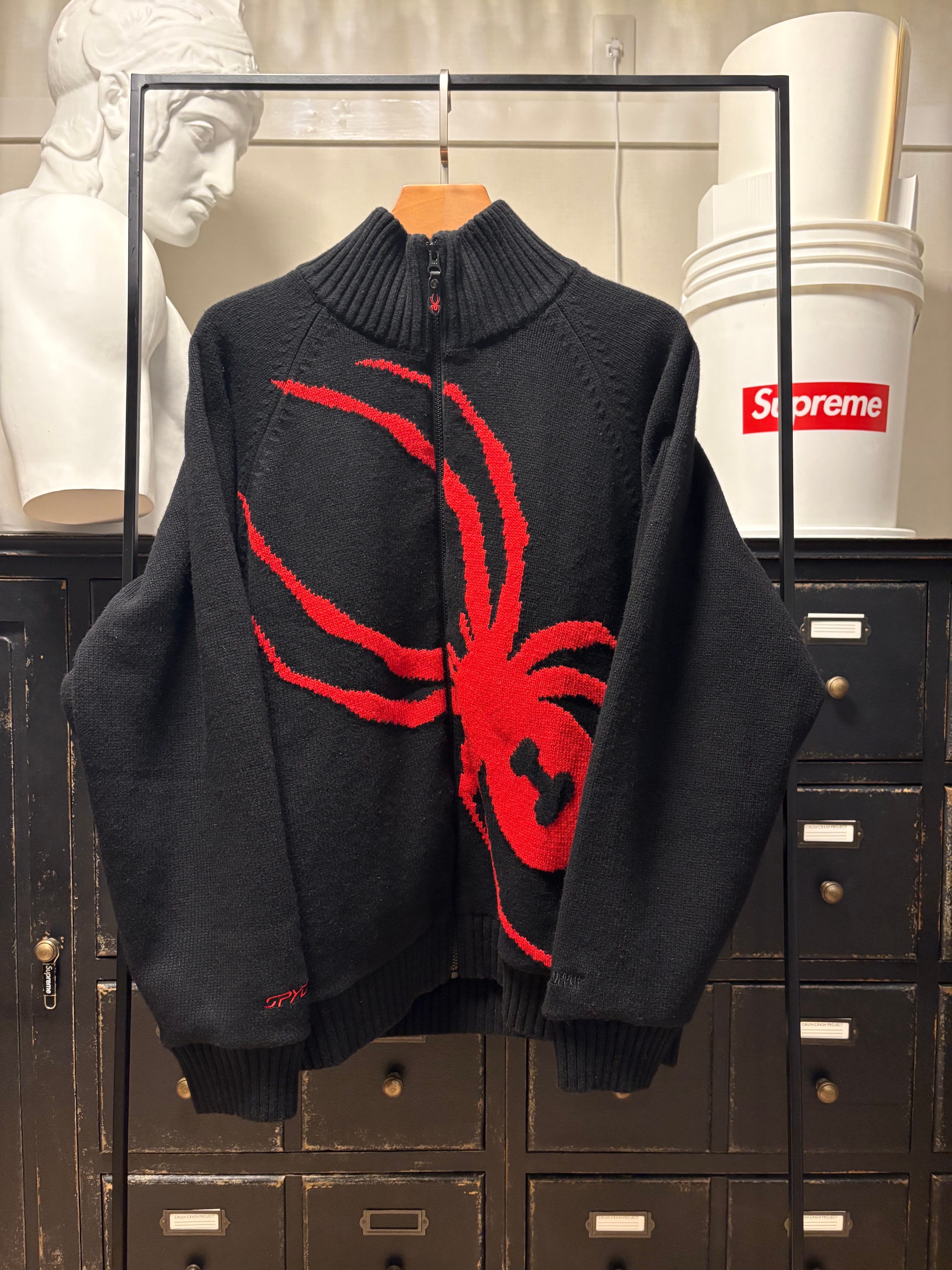 シュプリーム x スパイダー ウインドストッパ― ジップ アップ セーター "ブラック"