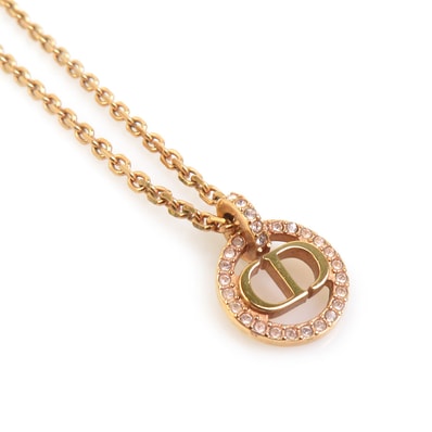 クリスチャンディオール Christian Dior ネックレス メタル/ラインストーン ゴールド/ライトピンク レディース【中古】 h32152j