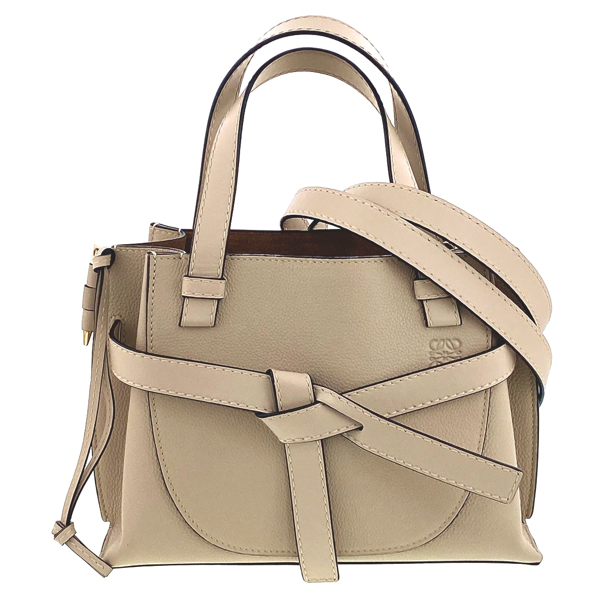 LOEWE ロエベ ゲート トップハンドルバッグ ミニ ハンドバッグ 321.12.Z99 レザー ベージュ  レディース【中古】
