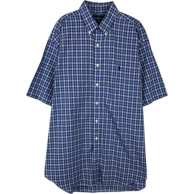 古着 ラルフローレン Ralph Lauren BLAKE 半袖 ボタンダウン チェックシャツ メンズL相当/eaa643967