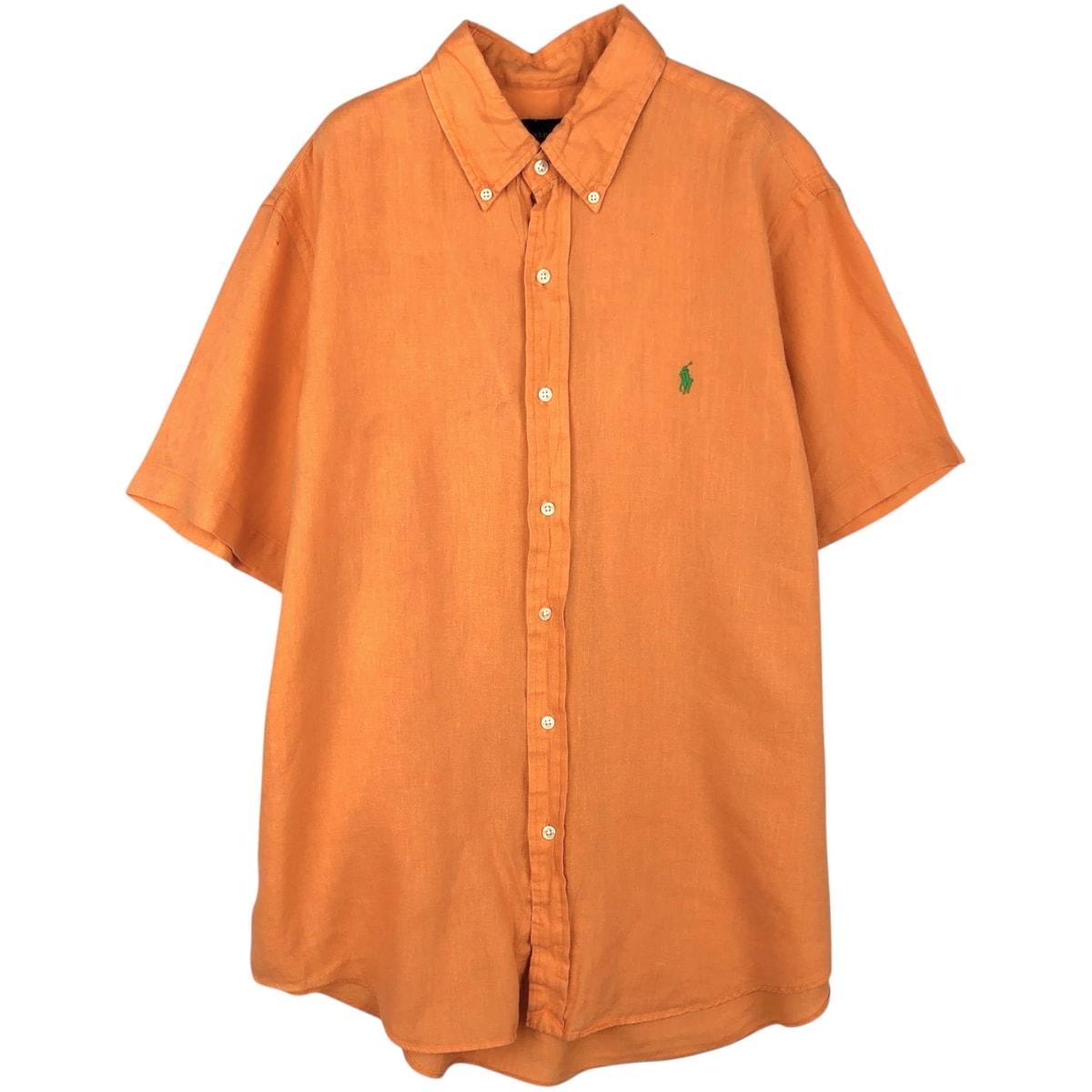 古着 ラルフローレン Ralph Lauren 半袖 リネン ボタンダウンシャツ メンズL相当/rab182076