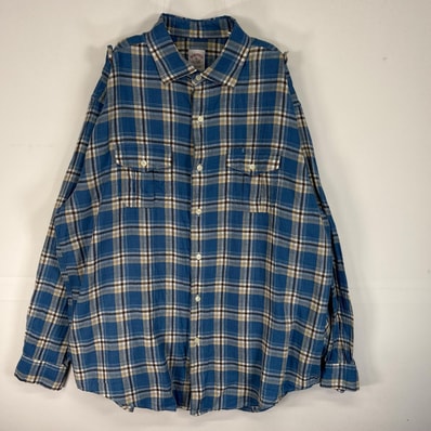 古着 ブルックスブラザーズ Brooks Brothers 長袖シャツ IRISH LINEN フラップポケ ロールアップ XL ブルー系 マルチカラー メンズ