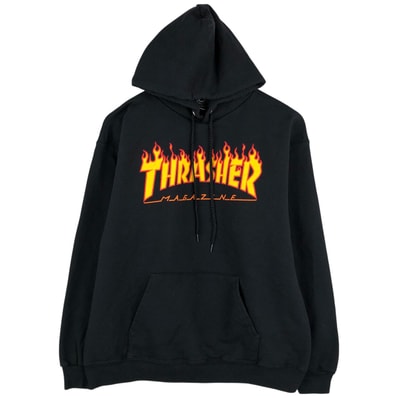 古着 スラッシャー THRASHER ファイヤーパターン スウェットプルオーバーパーカー メンズM相当/eaa504501