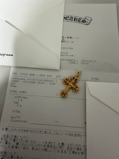 Chrome Hearts 22K Tiny Filigrey Charm "Yellow Gold"