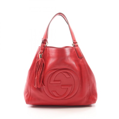 グッチ GUCCI ソーホー セラリウス インターロッキングG トートバッグ バッグ レザー レディース レッド系 282309 【中古】