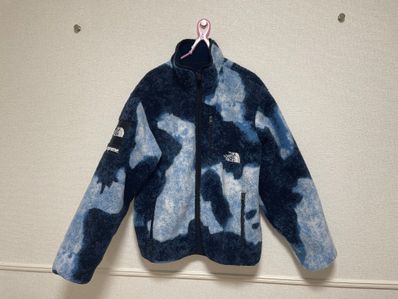 Supreme x The North Face Bleached Denim Print Fleece Jacket "Indigo"