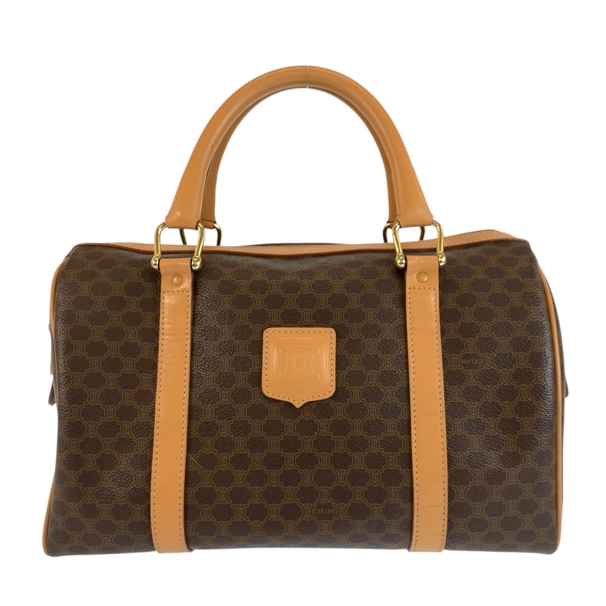 美品 CELINE セリーヌ ヴィンテージ マカダム ブラウン ゴールド金具 PVC レザー/ ハンドバッグ ボストンバッグ 602313 【中古】