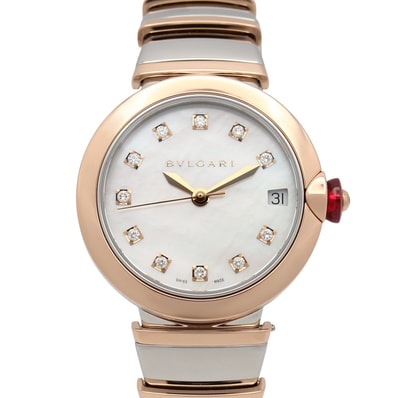 ブルガリ BVLGARI ルチェア 11Pダイヤ 腕時計 時計 K18PG(ピンクゴールド) ステンレススチール ダイヤモンド レディース ホワイト系 ホワイトシェル LUP33SG 【中古】