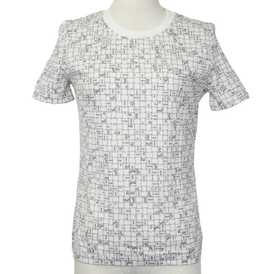 【渋谷並木橋店】HERMES エルメス 半袖Tシャツ ボルデュック・チェック 白 (ホワイト)/黒 (ブラック) コットン100% 34 新品未使用