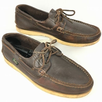 試着交換OK!Paraboot/パラブーツ size27.0-27.5-28.0程度 デッキシューズ/レザーシューズ ダークブラウン/茶/BROWN〉/men's 管No.WZD-189