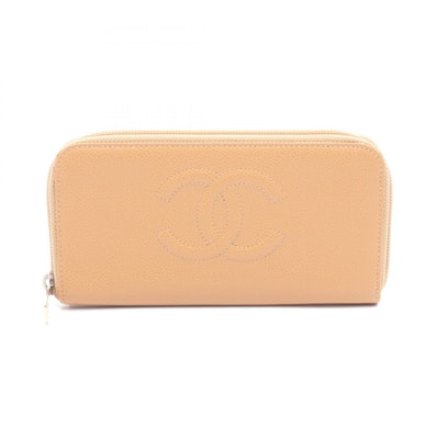 シャネル CHANEL ココマーク ラウンド長財布 財布 カーフ(牛革) レディース ブラウン系 【中古】