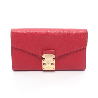 ルイ・ヴィトン LOUIS VUITTON ポルトフォイユメティス 二つ折り長財布 財布 レザー モノグラム・アンプラント スカーレット レディース レッド系 M63728 【中古】