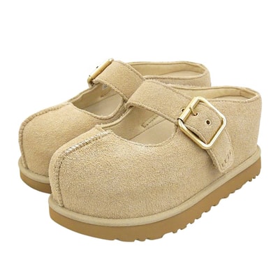 アグ 美品 GOLDENSTAR HI MARY JANE ボリュームソール フラットシューズ レディース スエード ベージュ 22cm 1187514 5(US)
