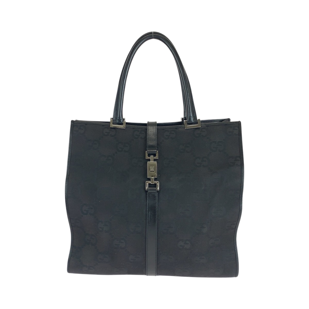 美品 GUCCI グッチ ジャッキー ブラック 黒 シルバー金具 GGキャンバス トートバッグ ハンドバッグ 506368 【中古】