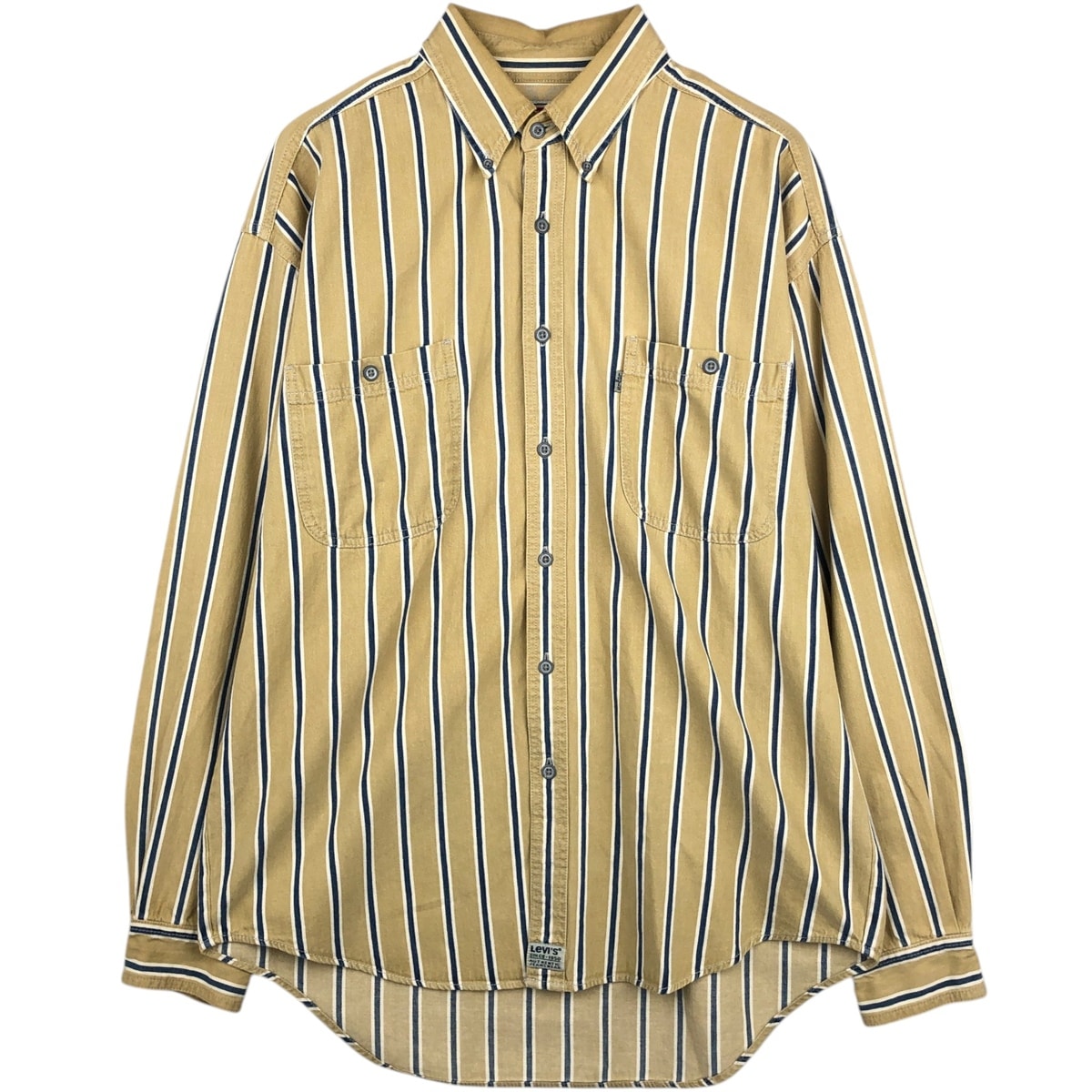 古着 90年代 リーバイス Levi's ストライプ柄 長袖 ボタンダウンデニムシャツ メンズL相当 ヴィンテージ/eaa643515