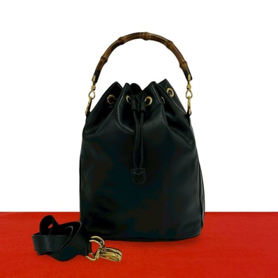 GUCCI グッチ バンブー レザー ショルダーバッグ ブラック
132-7