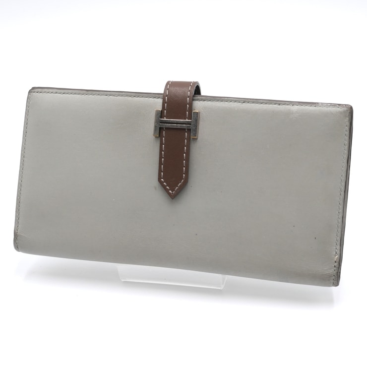 HERMES(エルメス)ベアンスフレ タッチ 長財布 ヴィンテージ グレー系 レザー ブラウン シルバー金具 レディース【中古】