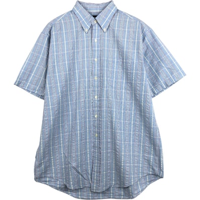古着 ブルックスブラザーズ Brooks Brothers 346 シアサッカー 半袖 ボタンダウン チェックシャツ メンズL相当/eaa674119