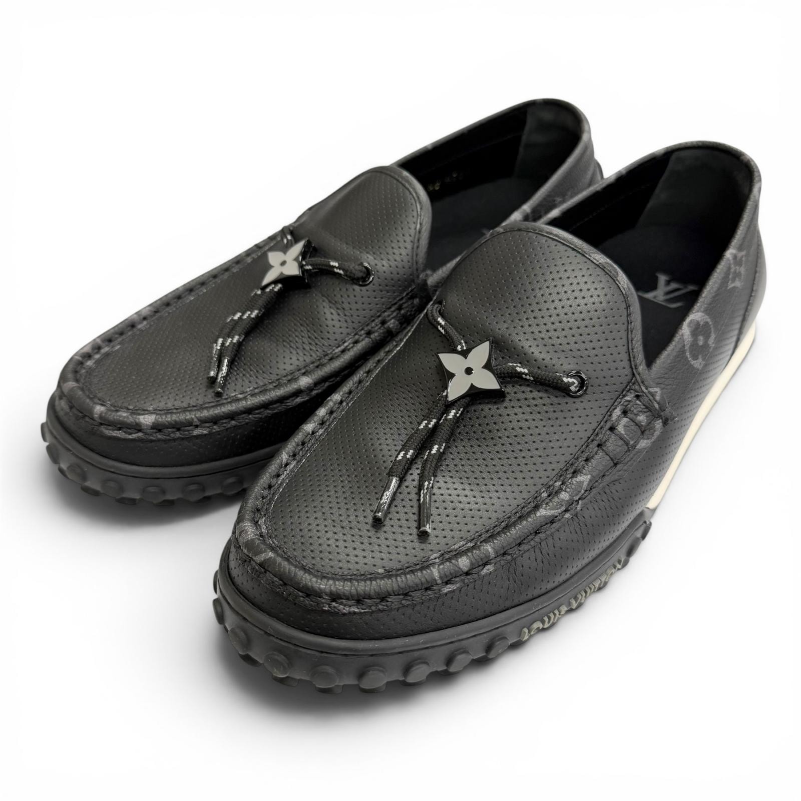 極美品 ルイヴィトン LV レーサー ライン ドライビングシューズ 黒 7.5