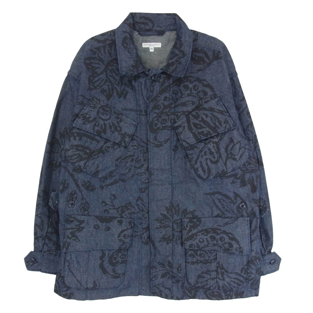 Engineered Garments エンジニアードガーメンツ デニムジャケット Jungle Fatigue Jacket Flower Print フラワープリント ジャングルファティーグ デニムジャケット インディゴブルー系 XS【中古】