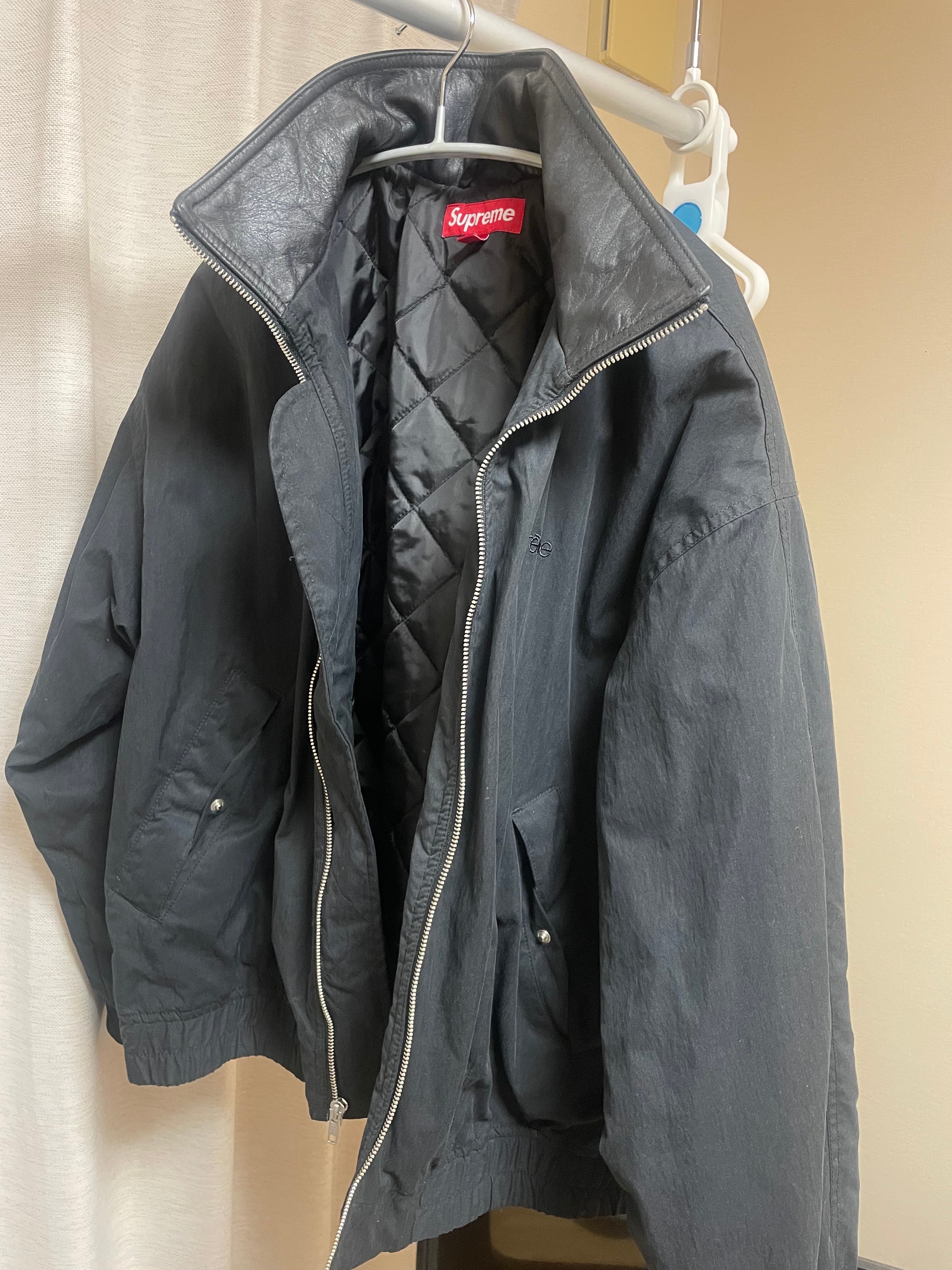 Supreme Leather Collar Utility Jacket "Black"