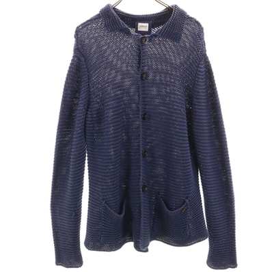 ARMANI COLLEZIONI アルマーニコレッツォーニ リネン 長袖 ニットカーディガン 50 ネイビー