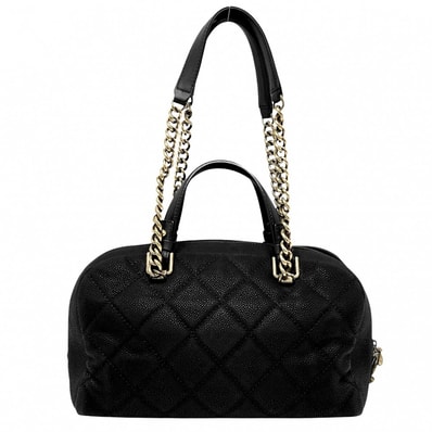 CHANEL シャネル 2WAY マトラッセ ココマーク ハンドバッグ ショルダーバッグ ボウリングバッグ 17****** レザー ブラック 黒 ゴールド金具 レディース【中古品】