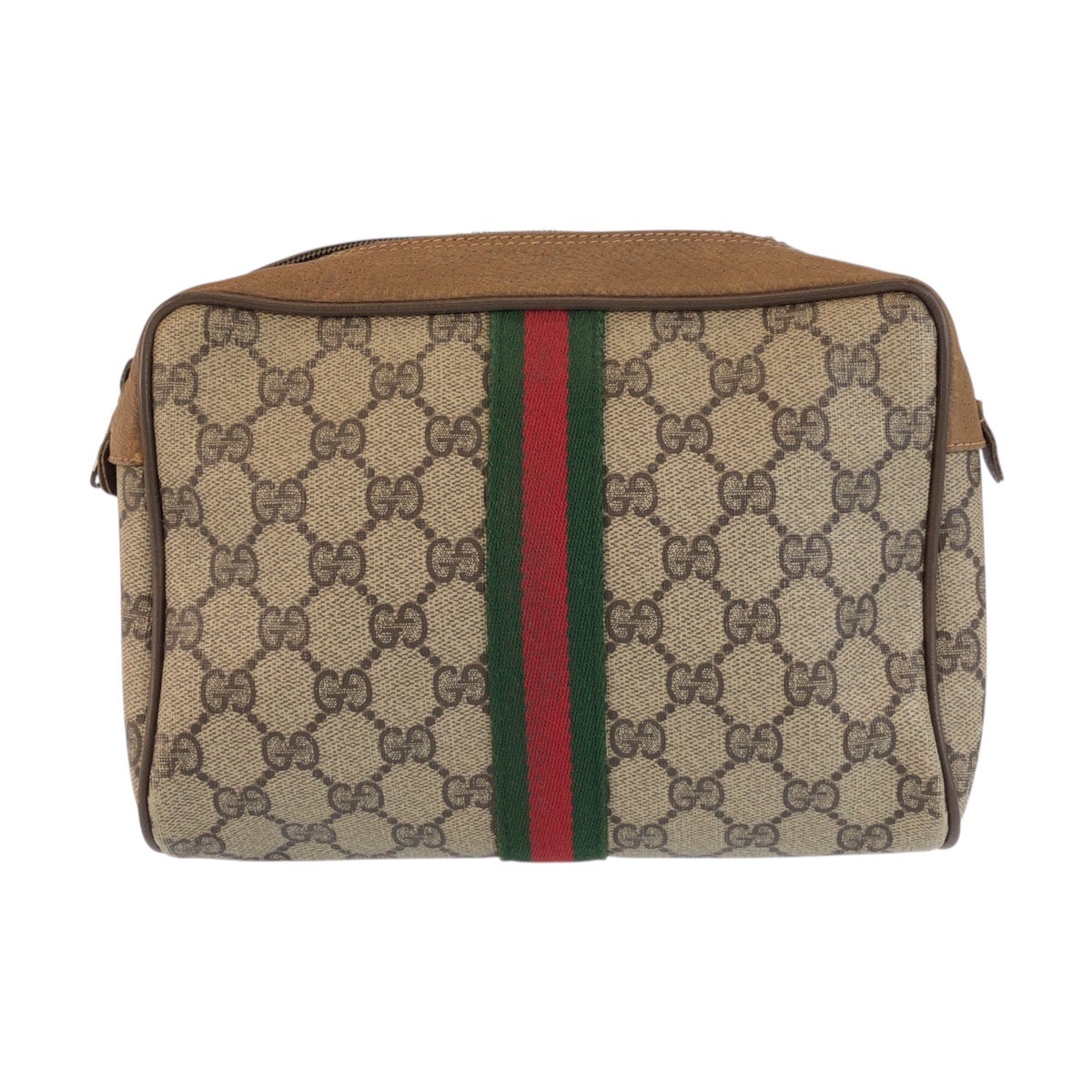 GUCCI グッチ ヴィンテージ シェリーライン ベージュ ブラウン GGスプリームキャンバス レザー/ クラッチバッグ セカンドバッグ 601704 【中古】